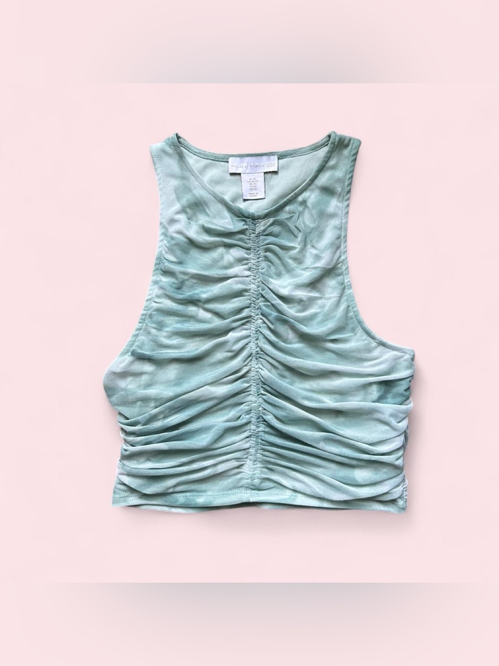 💚Ruched Light Aqua Crop Tank Top - Women💚